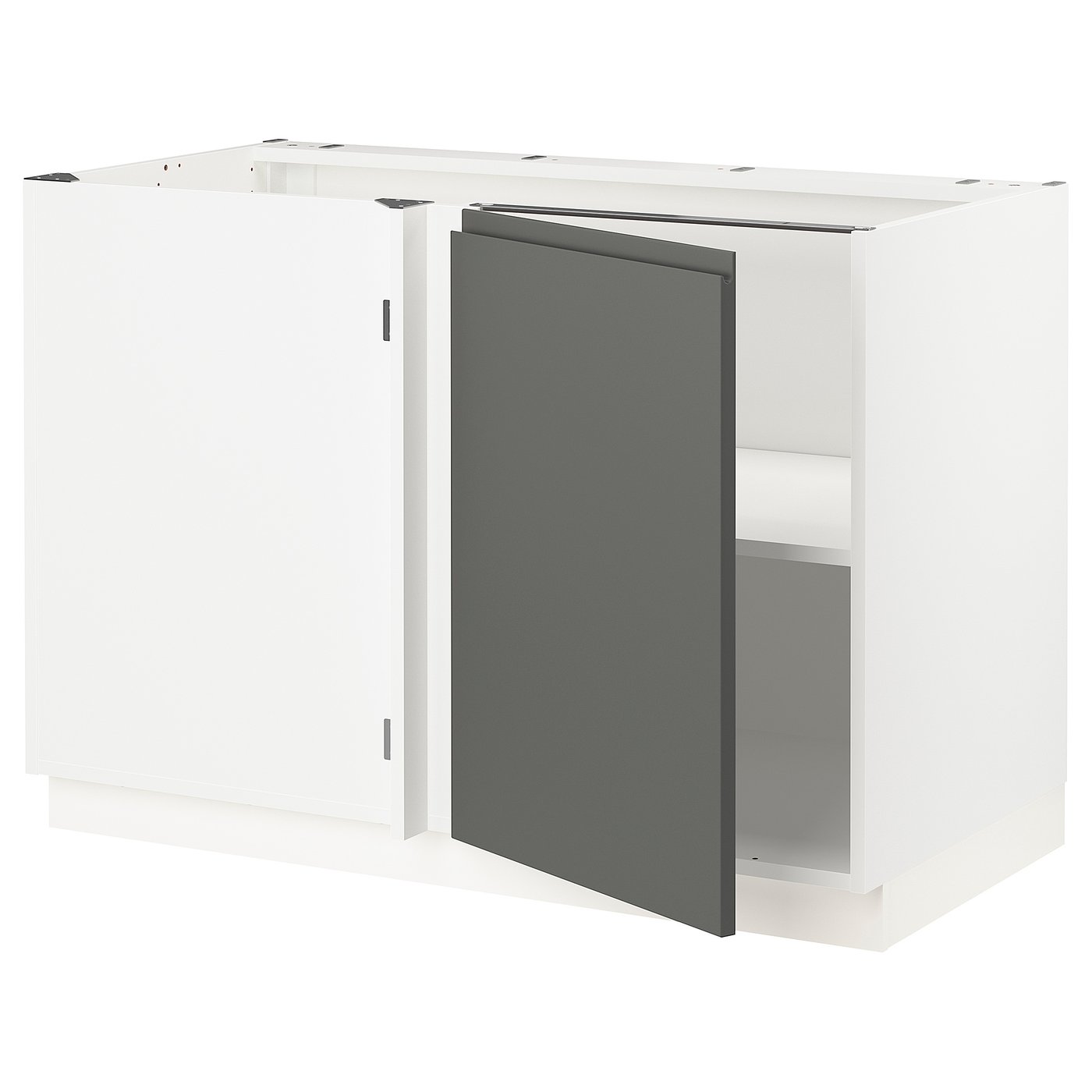 SEKTION corner base with shelf, white/Voxtorp dark gray