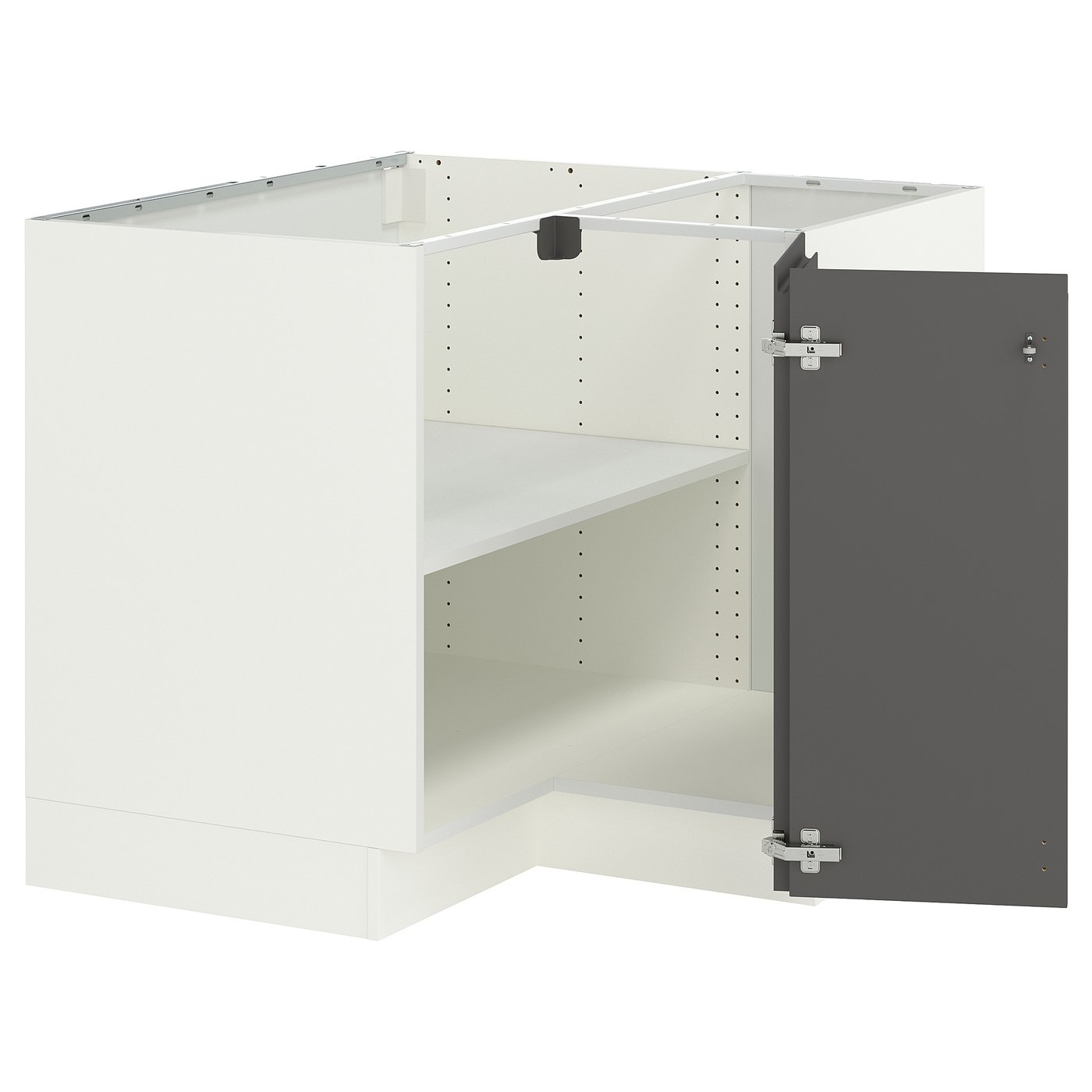 SEKTION corner base cabinet with shelf, white/Voxtorp dark gray