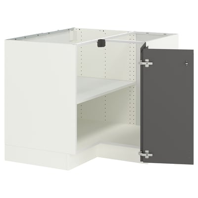 SEKTION Corner base cabinet with shelf, white/Voxtorp dark gray, 38x24x30 "