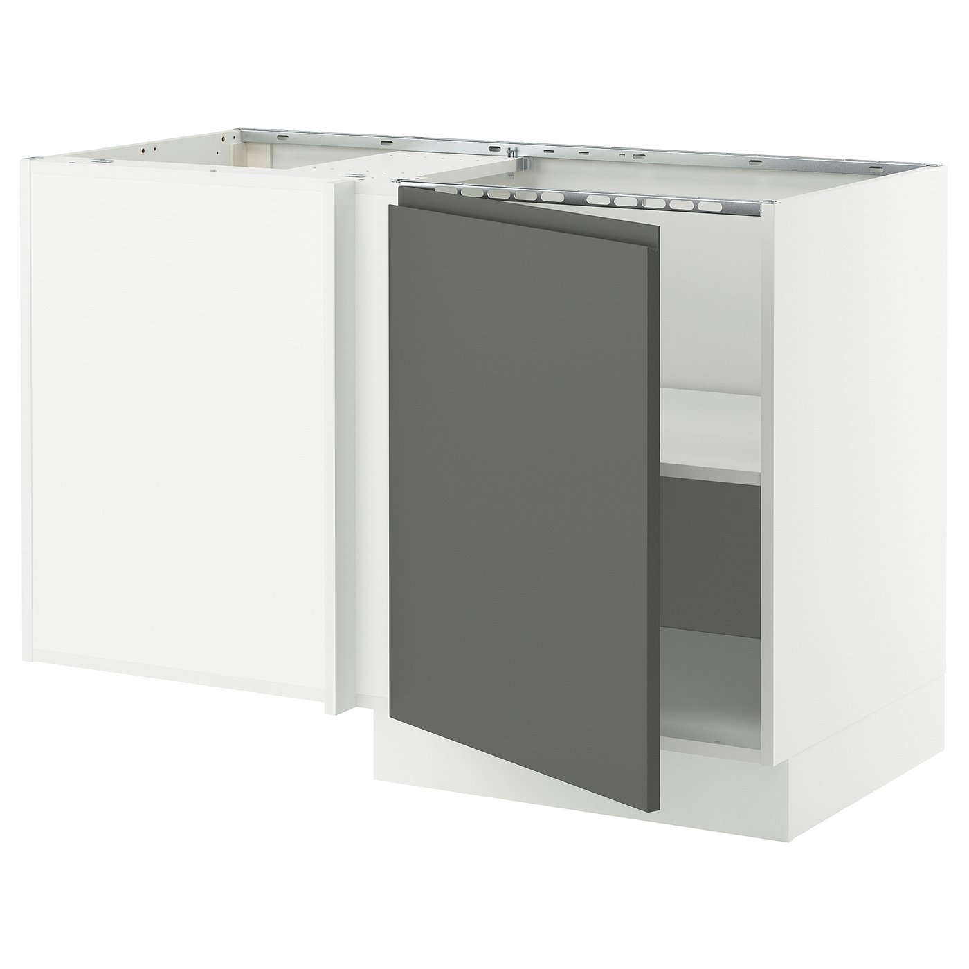 SEKTION corner base cabinet with shelf, white/Voxtorp dark gray