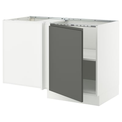 SEKTION Corner base cabinet with shelf, white/Voxtorp dark gray, 50x24x30 "