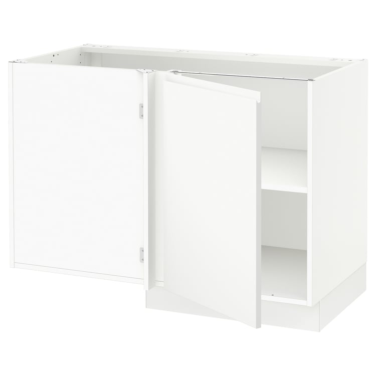SEKTION corner base with shelf, white/Voxtorp matt white