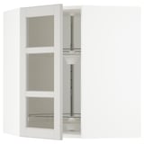 SEKTION Corner wall cab/carousel/glass door, white/Lerhyttan light gray, 26x15x30 "