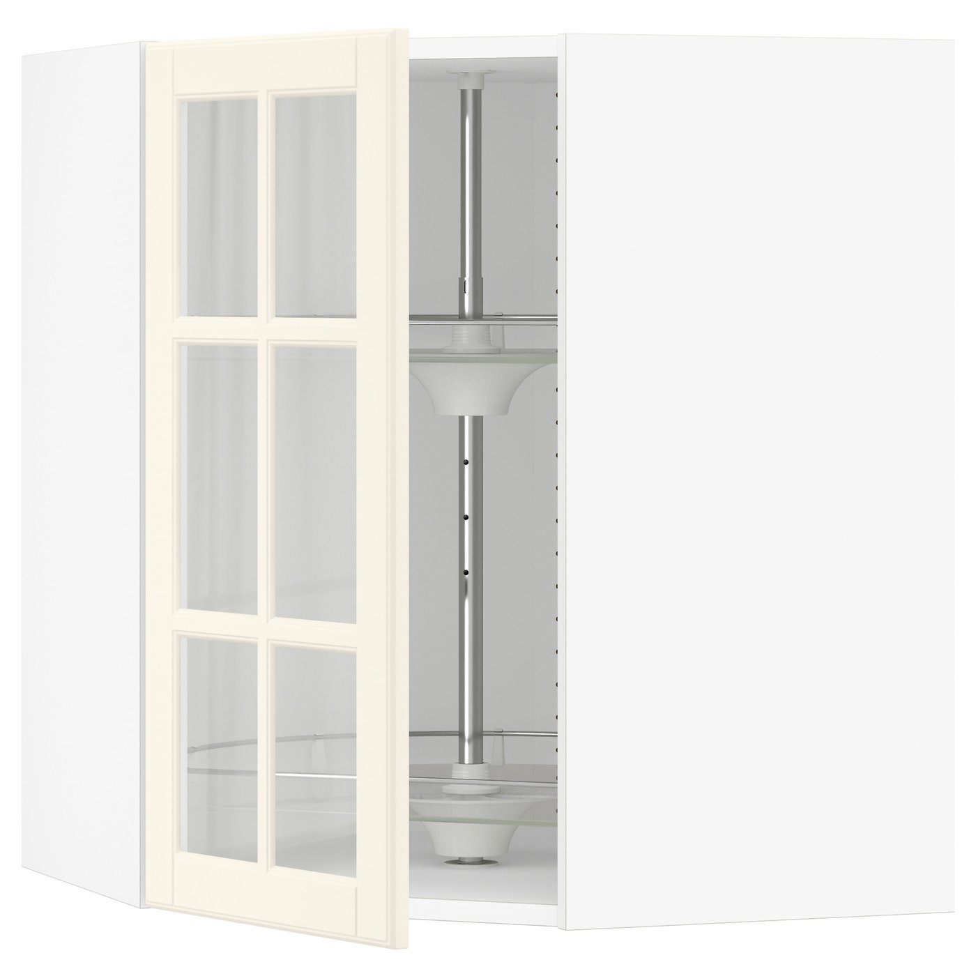 Corner Wall Cab W Carousel/Glass Dr, White/Bodbyn Off-White