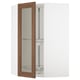 SEKTION Corner wall cab w carousel/glass dr, white Enköping/brown walnut effect, 26x15x40 "