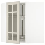 SEKTION Corner wall cab w carousel/glass dr, white/Stensund beige, 26x15x30 "