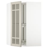 SEKTION Corner wall cab w carousel/glass dr, white/Stensund beige, 26x15x40 "