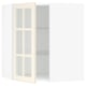 SEKTION Corner wall cab w shelves/glass dr, white/Bodbyn off-white, 26x15x30 "