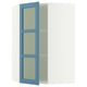 SEKTION Corner wall cab w shelves/glass dr, white/Lerhyttan blue, 26x15x40 "