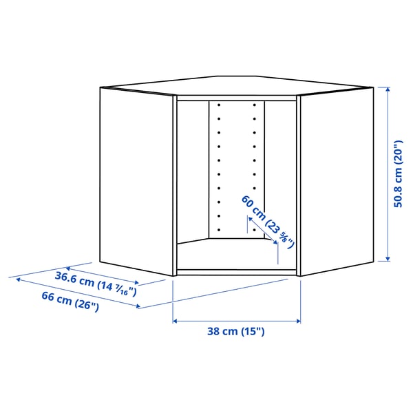 SEKTION Corner wall cabinet frame, white, 26x14 3/4x20 "