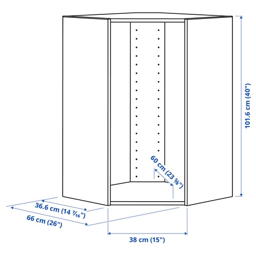 SEKTION Corner wall cabinet frame, white, 26x14 3/4x40