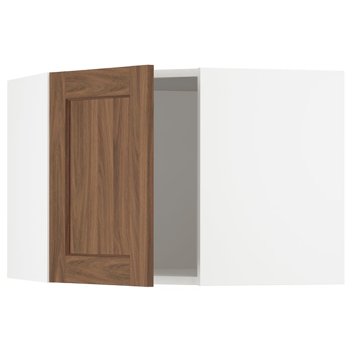 SEKTION corner wall white Enköping/brown walnut effect