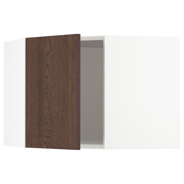SEKTION Corner wall cabinet, white/Sinarp brown, 26x15x20 "