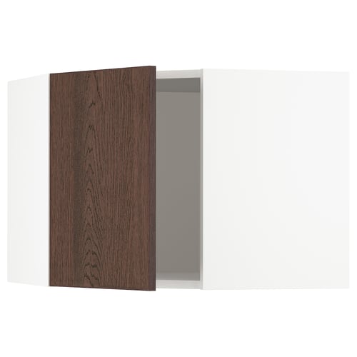 Brown kitchen cabinet, open