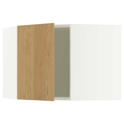 IKEA SEKTION oak-veneer kitchen cabinet with white frame.