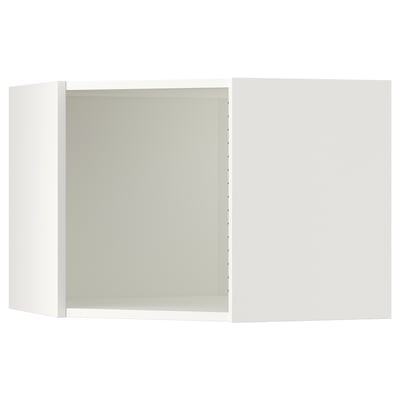 A white SEKTION kitchen cabinet with an open door, revealing a shelf inside.