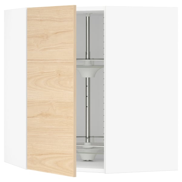 SEKTION Corner wall cabinet with carousel, white/Askersund light ash effect, 26x15x30 "