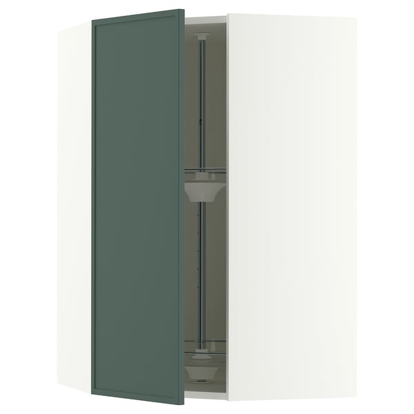 SEKTION Corner wall cabinet with carousel, white/Aspudden dark gray-green, 26x15x40 "