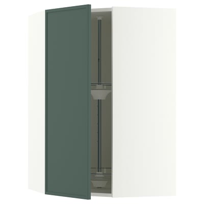 SEKTION Corner wall cabinet with carousel, white/Aspudden dark gray-green, 26x15x40 "