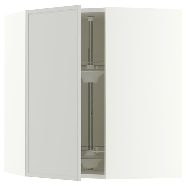 SEKTION Corner wall cabinet with carousel, white/Aspudden light gray, 26x15x30 "