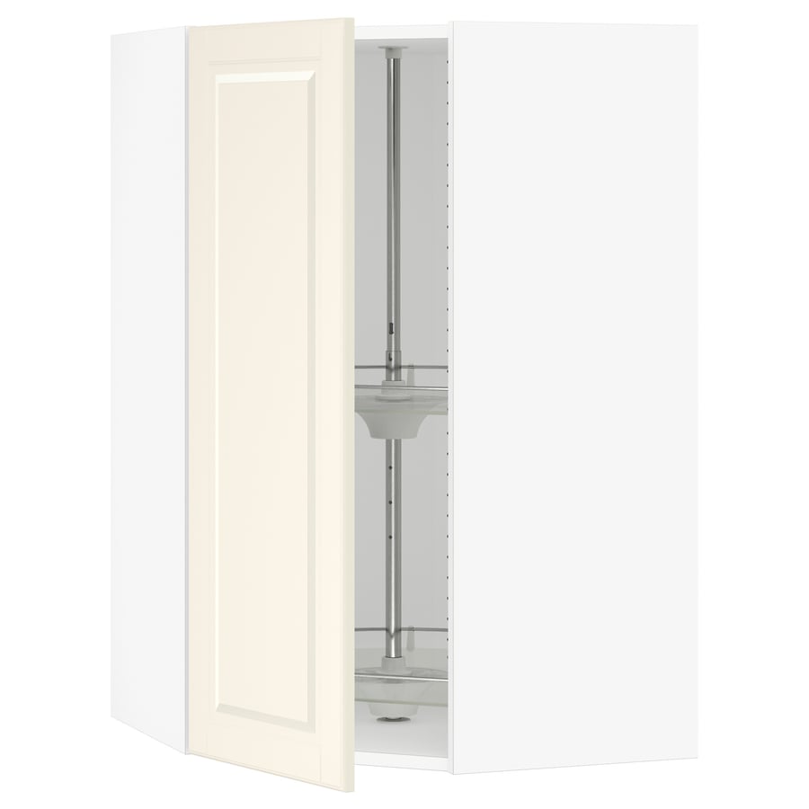 SEKTION corner wall cabinet with carousel, white/Bodbyn off-white ...