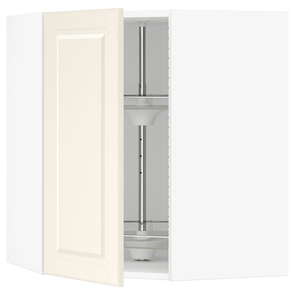 SEKTION Corner wall cabinet with carousel, white/Bodbyn off-white, 26x15x30 "