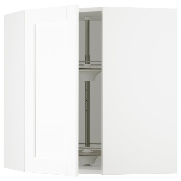 SEKTION Corner wall cabinet with carousel, white Enköping/white wood effect, 26x15x30 "