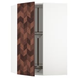 SEKTION Corner wall cabinet with carousel, white Hasslarp/brown left-handed, 26x15x40 "