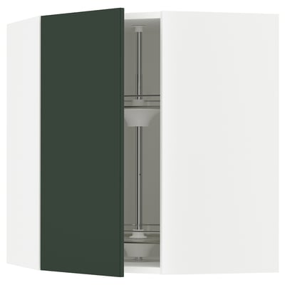 SEKTION Corner wall cabinet with carousel, white/Havstorp deep green, 26x15x30 "