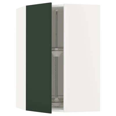 SEKTION Corner wall cabinet with carousel, white/Havstorp deep green, 26x15x40 "