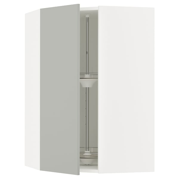 SEKTION Corner wall cabinet with carousel, white/Havstorp light gray, 26x15x40 "
