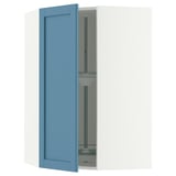 SEKTION Corner wall cabinet with carousel, white/Lerhyttan blue, 26x15x40 "