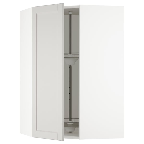 SEKTION Corner wall cabinet with carousel, white/Lerhyttan light gray, 26x15x40 "