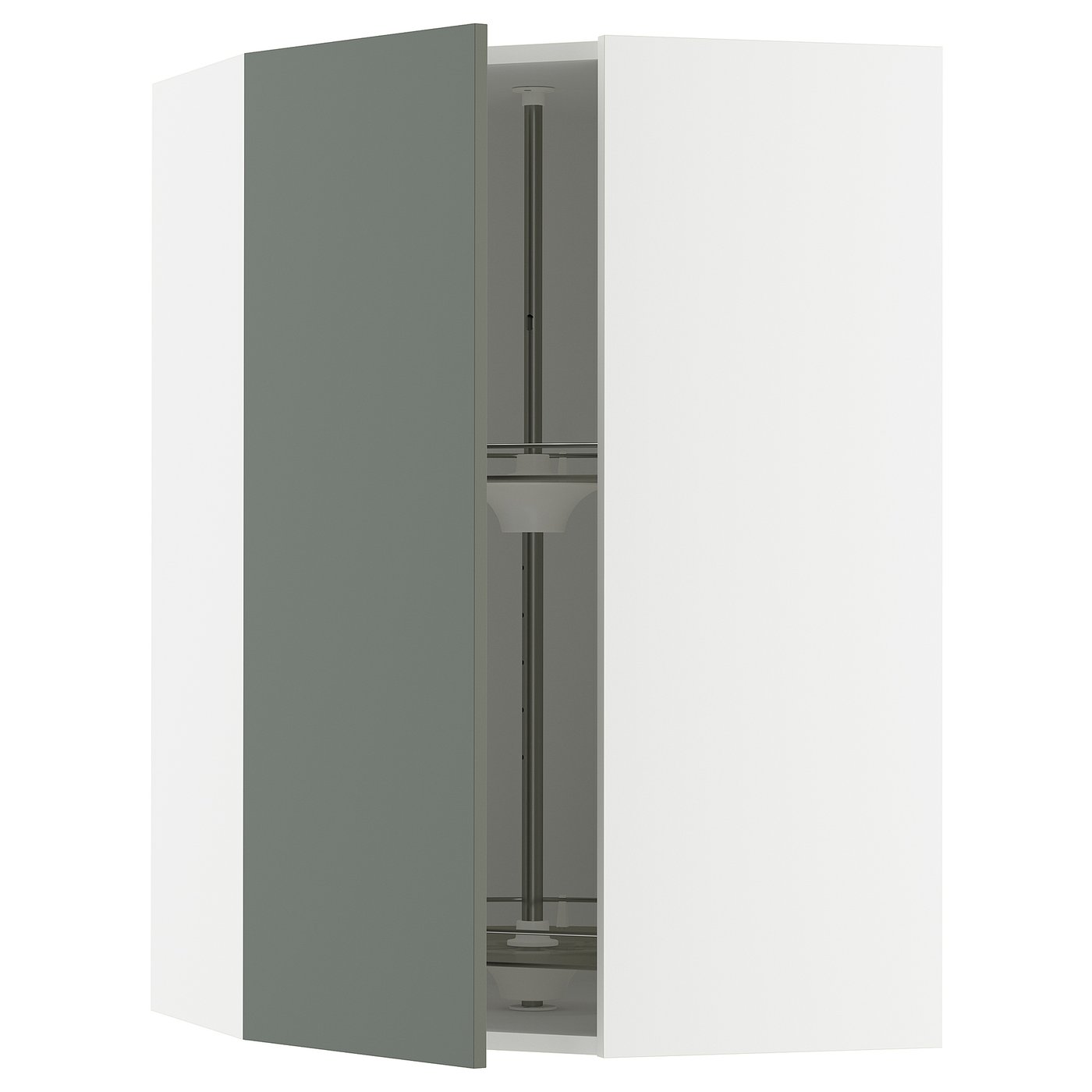 SEKTION corner wall cabinet with carousel, white/Nickebo matte grey ...