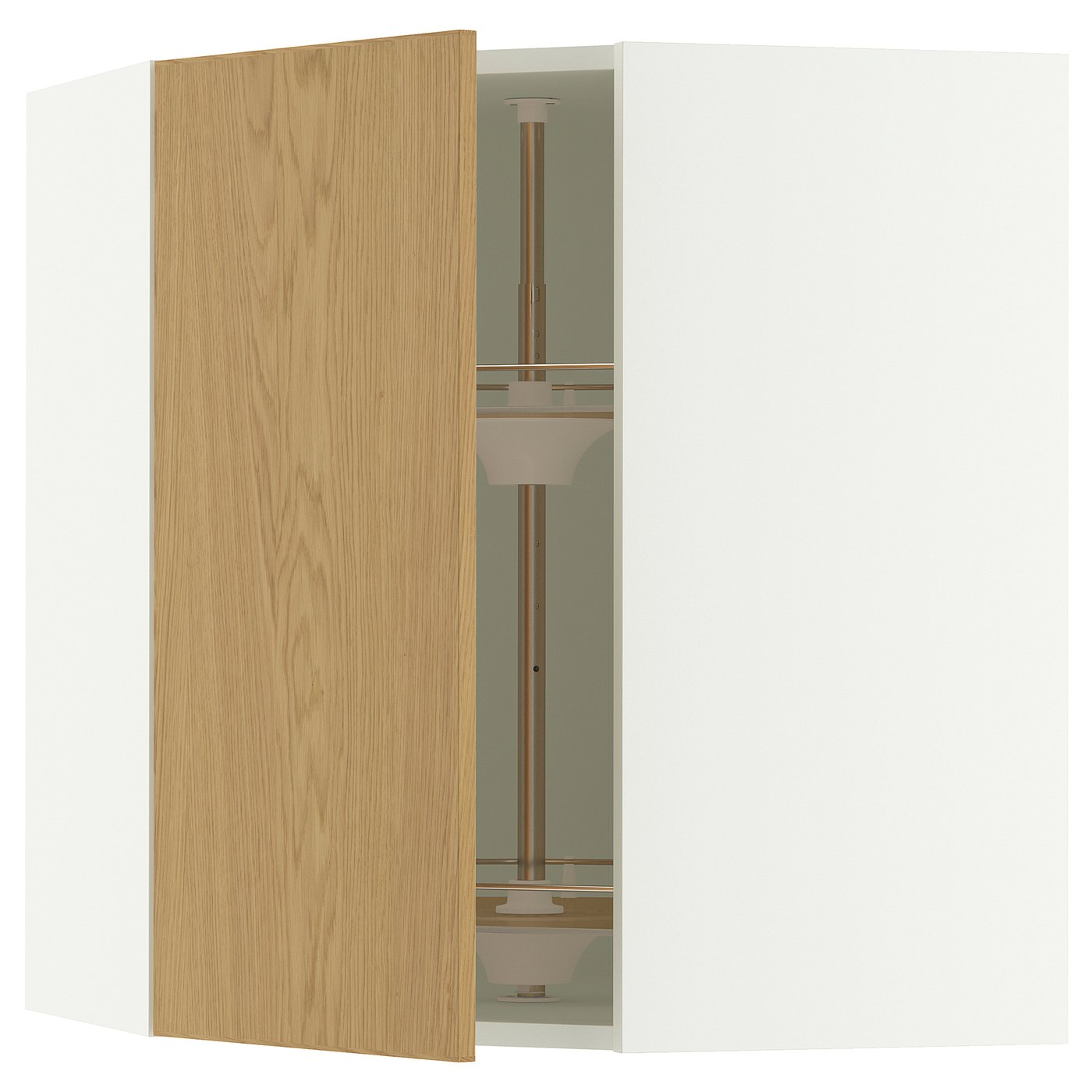 SEKTION corner wall cabinet with carousel, white/Sinarp oak veneer ...