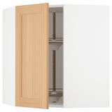SEKTION Corner wall cabinet with carousel, white/Vedhamn oak, 26x15x30 "