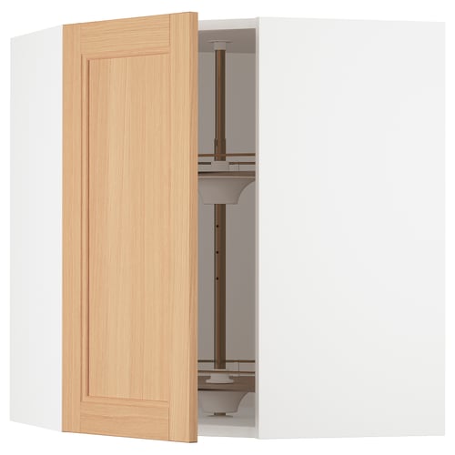 SEKTION kitchen cabinet with oak door and glass carousel, open right, 25-yr guarantee.