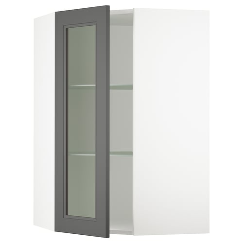 Sektion Corner Wall Cabinet With Glass Door White Axstad Dark Gray 26x15x40 Ikea
