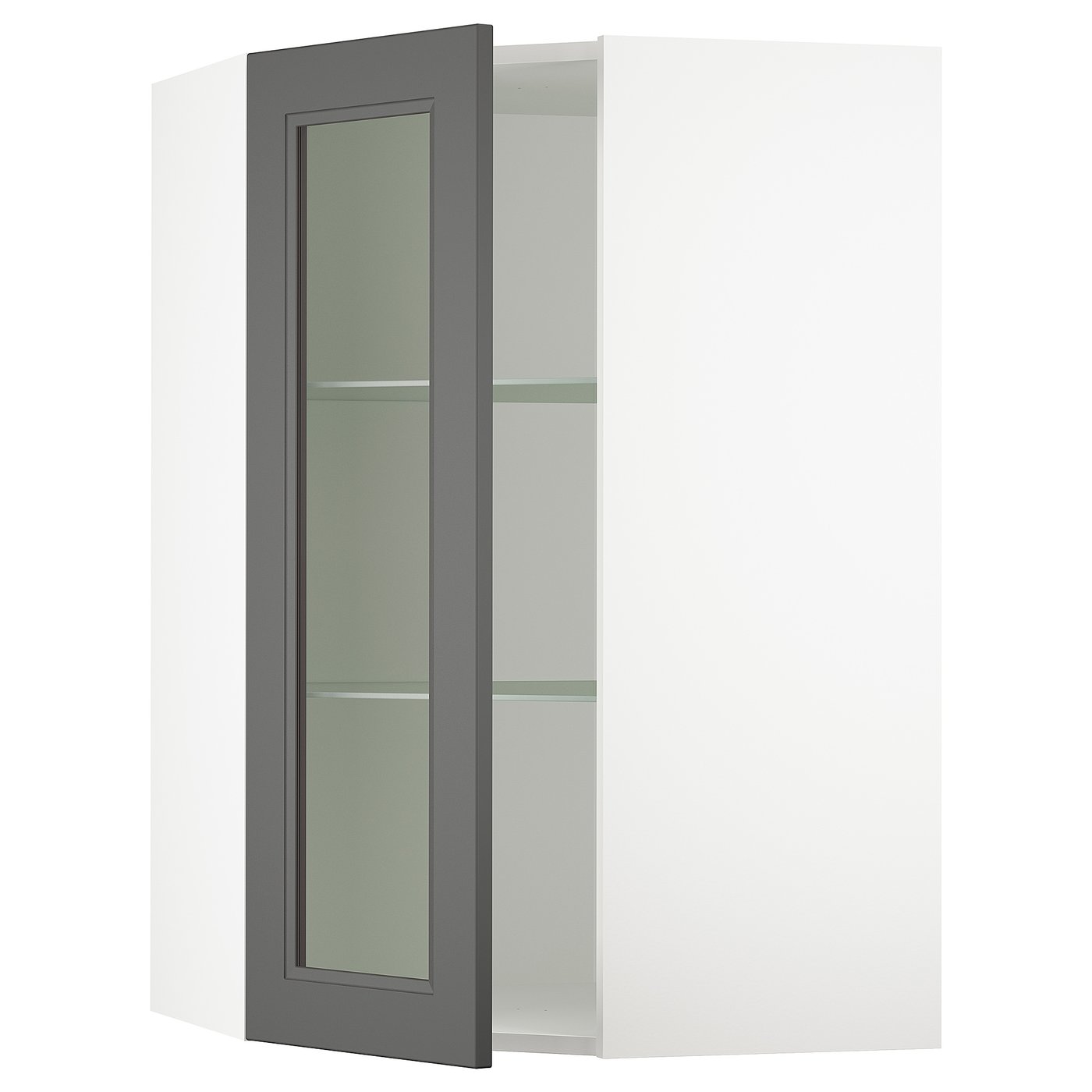 SEKTION Corner wall with glass door, white, Axstad dark gray