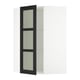 SEKTION Corner wall cabinet with glass door, white/Lerhyttan black stained, 26x15x40 "