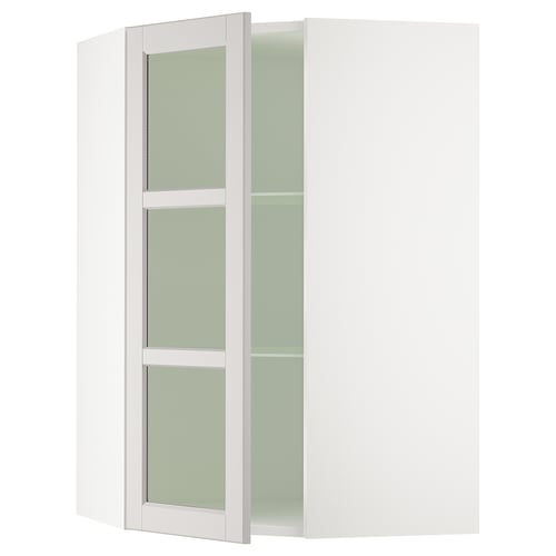 A white SEKTION kitchen cabinet with a glass door, featuring a modern design with adjustable shelves.