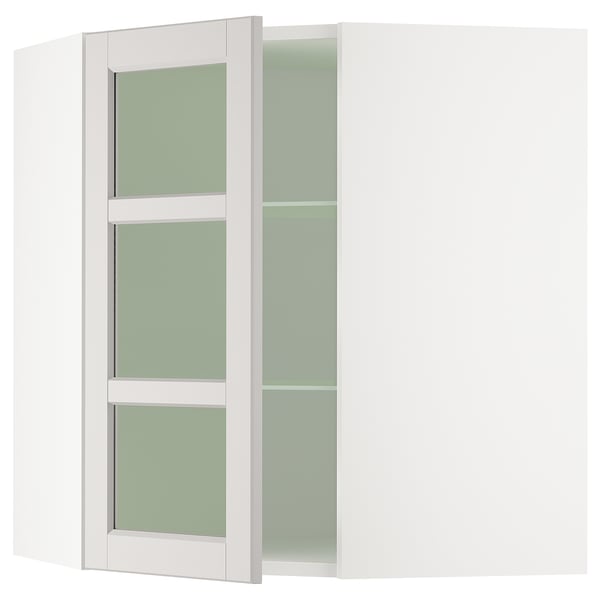 SEKTION corner wall with glass door, white/Lerhyttan light gray