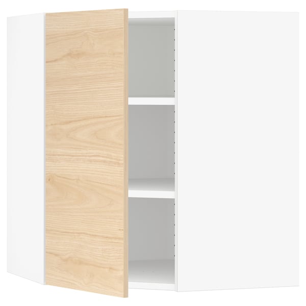 SEKTION Corner wall cabinet with shelves, white/Askersund light ash effect, 26x15x30 "