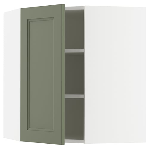 SEKTION Corner wall cabinet with shelves, white/Axstad gray-green, 26x15x30 "