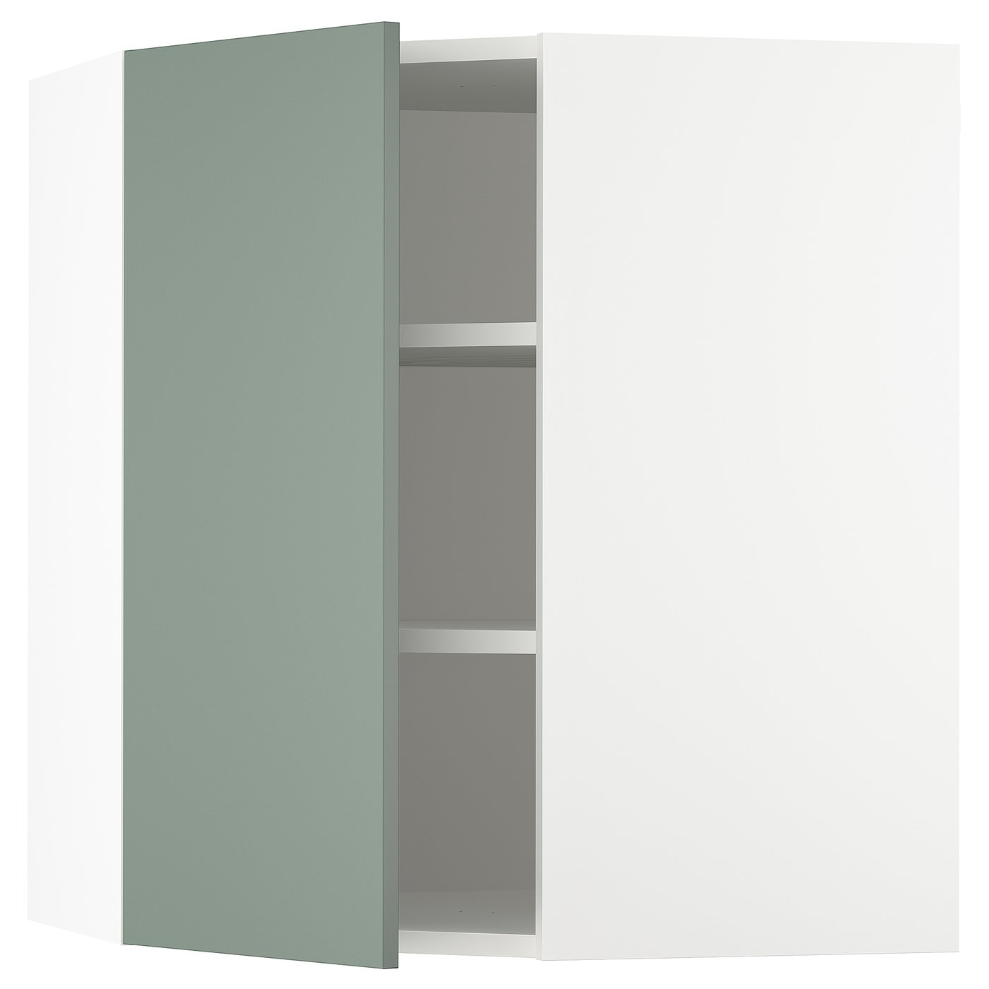 SEKTION corner wall with shelves, white/Bodarp graygreen