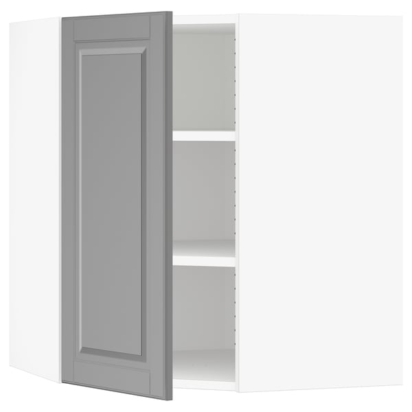 SEKTION Corner wall cabinet with shelves, white/Bodbyn gray, 26x15x30 "