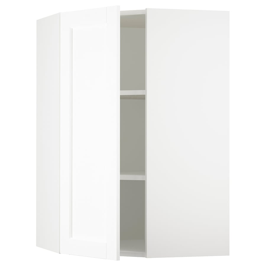 SEKTION corner wall with shelves, white Enköping/white wood