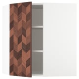 SEKTION Corner wall cabinet with shelves, white Hasslarp/brown left-handed, 26x15x30 "