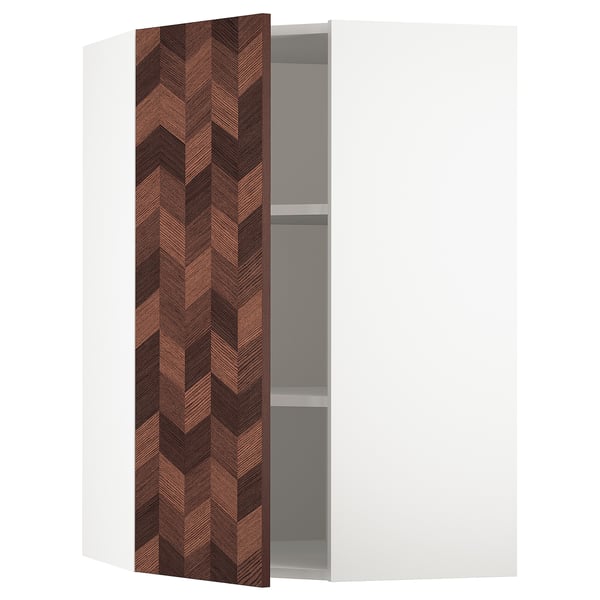 SEKTION Corner wall cabinet with shelves, white Hasslarp/brown left-handed, 26x15x40 "