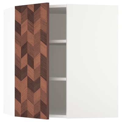SEKTION Corner wall cabinet with shelves, white Hasslarp/brown right-handed, 26x15x30 "